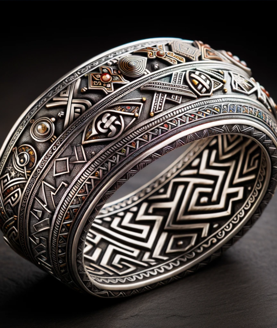 Sacred Geometry Oxidized Silver Bracelet