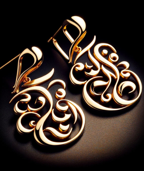 Calligraphy Gold Earrings