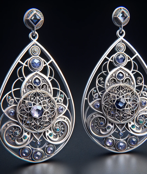 Sacred Geometry Silver Earrings