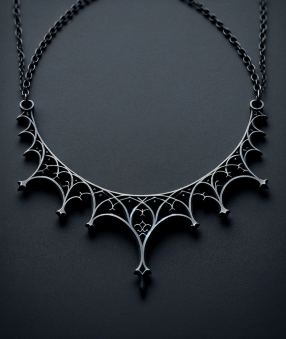 Minimalist Gothic Silver Necklace