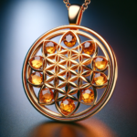 Flower of Life Gold Pendant with Citrine