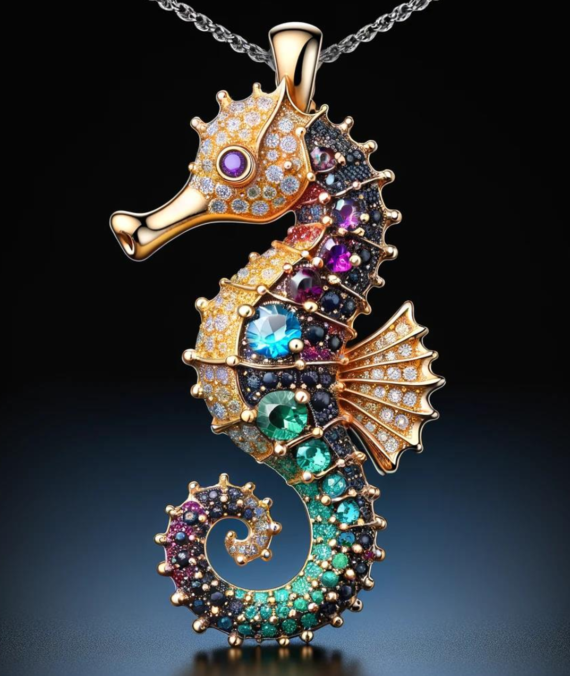 Gold Seahorse Pendant